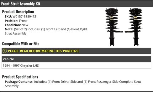 Front Strut and Coil Spring Assembly Kit - 2 Piece - Compatible with 1994-1997 Chrysler LHS in Saudi Arabia