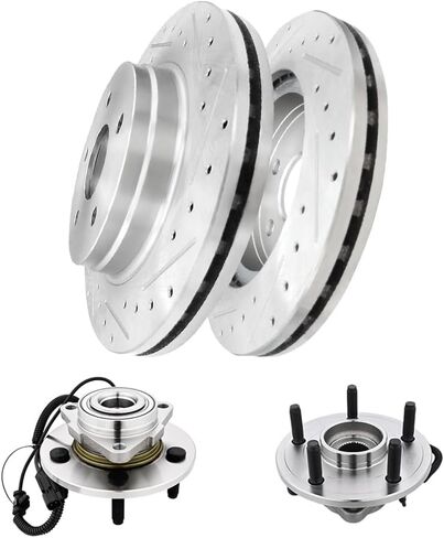 PM Auto Set of 4 Front Drilled Slotted Disc Brake Rotors-Wheel Hub Bearing Assembly For 2012-2018 Ram 1500 in Saudi Arabia