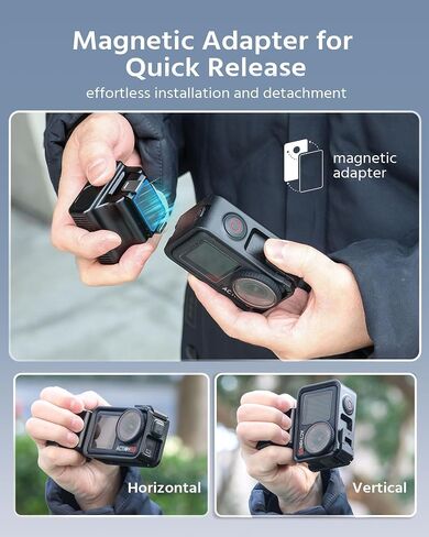 Mini Side Handle for DJI Osmo Action 5 Pro,4,3 Cage – Super Lightweight Aluminum Alloy with Battery Organizer, Magnetic Adapter for Quick Installation in Kuwait