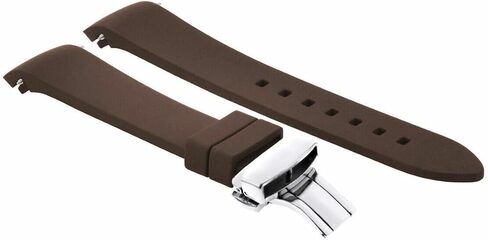 Ewatchparts Curved End Silicone Rubber Strap 18mm 19mm 20mm 21mm 22mm 24mm Compatible with Tag Heuer Black with Silver in Kuwait