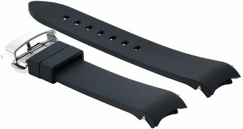Ewatchparts Curved End Silicone Rubber Strap 18mm 19mm 20mm 21mm 22mm 24mm Compatible with Tag Heuer Black with Silver in Kuwait