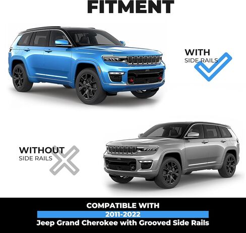 قضبان رف سقف Kuafu متوافقة مع 2011-2022 Jeep Grand Cherokee (مع قضبان جانبية مزدوجة) قابلة للإزالة من الأشرار على السطح على السطح على الجليد 165 رطلاً لـ 82212072ad in Saudi Arabia