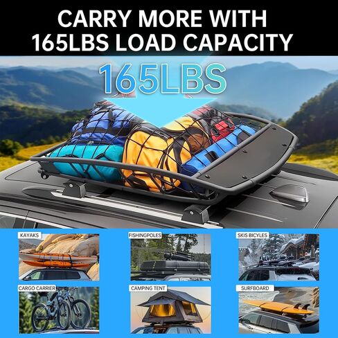 قضبان رف سقف Kuafu متوافقة مع 2011-2022 Jeep Grand Cherokee (مع قضبان جانبية مزدوجة) قابلة للإزالة من الأشرار على السطح على السطح على الجليد 165 رطلاً لـ 82212072ad in Saudi Arabia