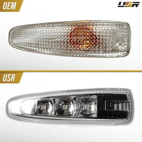 USR 08-17 CZ4A Marker Light-مصابيح الحاجز (يسار + يمين)-متوافقة مع 2008-2014 Mitsubishi Lancer/07-13 Outlander SUV جميع الطرز/القطع (عدسة Crystal Clear W/LED Amber & Socket) in Saudi Arabia
