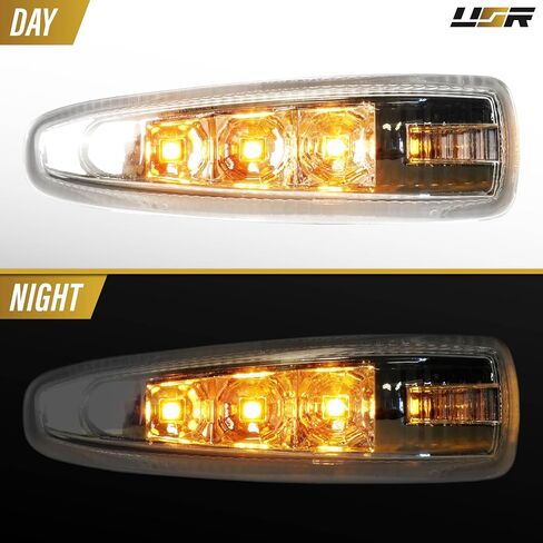 USR 08-17 CZ4A Marker Light-مصابيح الحاجز (يسار + يمين)-متوافقة مع 2008-2014 Mitsubishi Lancer/07-13 Outlander SUV جميع الطرز/القطع (عدسة Crystal Clear W/LED Amber & Socket) in Saudi Arabia