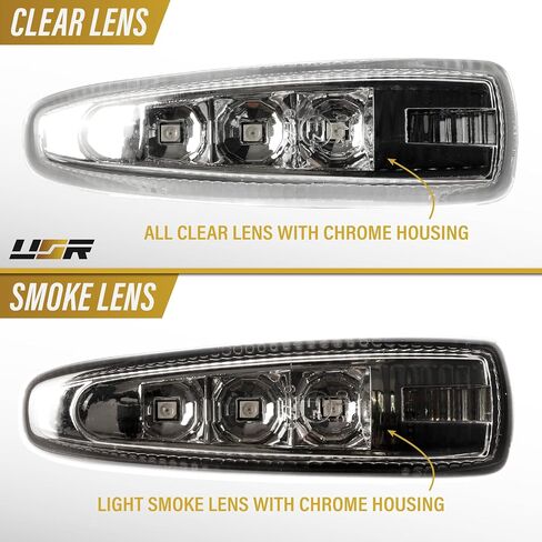 USR 08-17 CZ4A Marker Light-مصابيح الحاجز (يسار + يمين)-متوافقة مع 2008-2014 Mitsubishi Lancer/07-13 Outlander SUV جميع الطرز/القطع (عدسة Crystal Clear W/LED Amber & Socket) in Saudi Arabia
