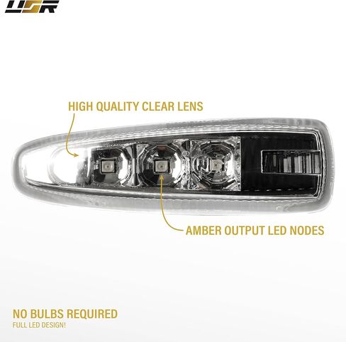 USR 08-17 CZ4A Marker Light-مصابيح الحاجز (يسار + يمين)-متوافقة مع 2008-2014 Mitsubishi Lancer/07-13 Outlander SUV جميع الطرز/القطع (عدسة Crystal Clear W/LED Amber & Socket) in Saudi Arabia