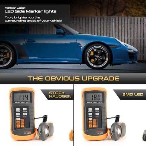 VIPMOTOZ Amber LED Strip Side Marker Light Front Fender Parking Lamp Replacement For 2005-2012 Porsche 997 911 Carrera & 987 Boxster Cayman, Black Smoked Lens, 2-Piece Driver & Passenger Side Set in Saudi Arabia