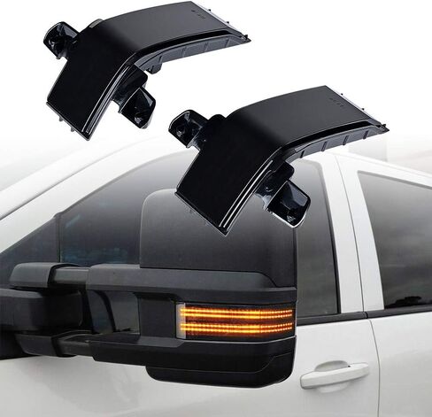 Astra Depot 2X Dynamic Amber LED Towing Side Mirror Turn Signal Light DRL Parking Lamp Compatible For Chevrolet Silverado 1500 2500HD 3500HD GMC Sierra 1500 2500HD 3500HD 2015-2018, Smoke Lens in Saudi Arabia