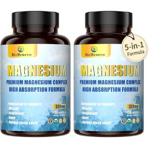 5-in-1 Magnesium Complex | 320mg of Magnesium Glycinate, Malate, Citrate… | Support for Sleep, Muscle Relaxation, and Energy Metabolism | High Absorption | Vegan, Non-GMO | 120 Capsules in Saudi Arabia