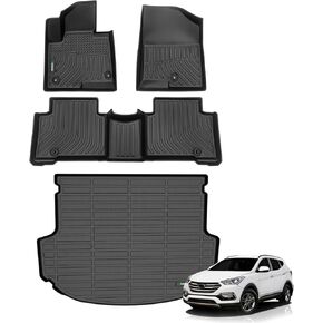 سجادات الأرضية وبطانة الشحن من ANBINGO® لسيارة Hyundai Tucson Hybrid 2025 2024 2023 2022 مجموعة كاملة من بطانات الأرضية شديدة التحمل غير قابلة للانزلاق، باللون الأسود in Kuwait