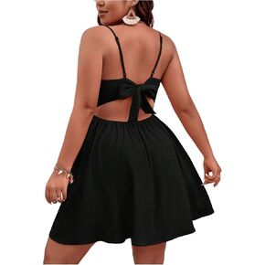 Floerns Women's Plus Size Cut Out Twist Front Sleeveless Flare Hem Cami Dress in Kuwait