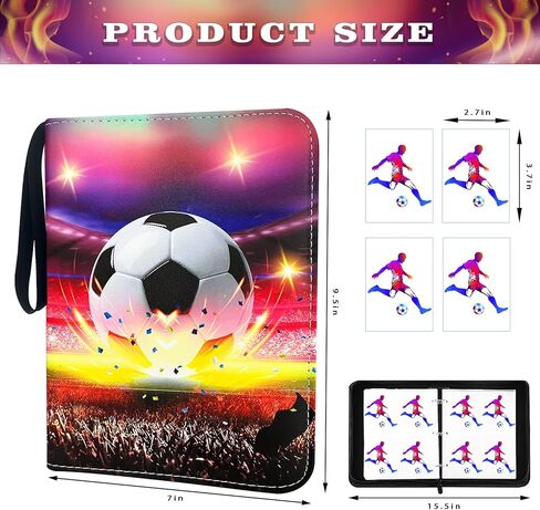 900 Cards Soccer Card Binder, 9-Pocket Card Collections Trading Card Binder 50 Pages Double-Sided Cards Holder with Zipper 3-Ring Card Album for Sports Soccer Card Sleeves Protectors in Kuwait