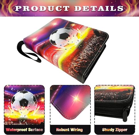 900 Cards Soccer Card Binder, 9-Pocket Card Collections Trading Card Binder 50 Pages Double-Sided Cards Holder with Zipper 3-Ring Card Album for Sports Soccer Card Sleeves Protectors in Kuwait