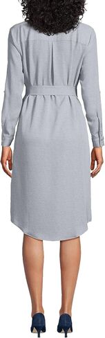 Lands' End Women's Long Sleeve Twill Below The Knee Belted Print Shirt Dress in Kuwait