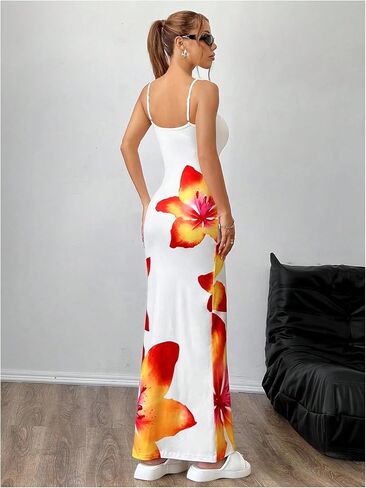 Verdusa Women's Floral Sun Maxi Bodycon Dresse Summer Starfish Dress White in Saudi Arabia