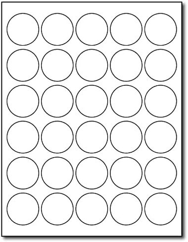 1.5" Round White Adhesive Labels - 30 per Sheet - Printable with Inkjet/Laser - 10 Sheets / 300 Labels in Saudi Arabia