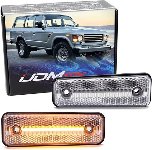 iJDMTOY Semi-Clear Lens Amber Yellow Full LED Front Fender Side Marker Light Kit Compatible With Toyota Land Cruiser BJ60 BJ70 FJ60 Celica Supra in Saudi Arabia