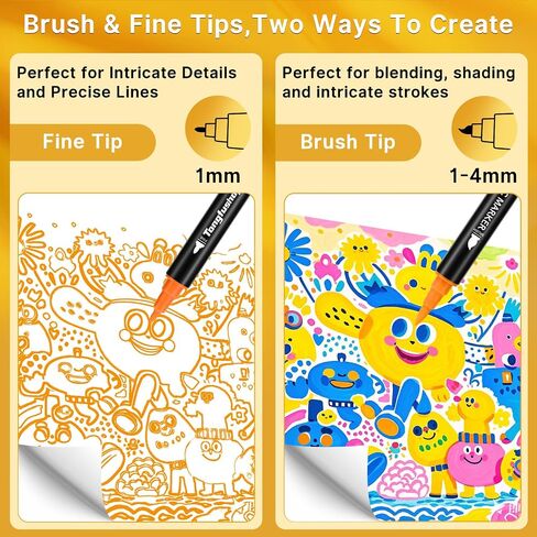 Tongfushop 84 Colors Acrylic Paint Markers, Dual Tip Acrylic Paint Pens with Brush Tip & Fine Tip, Fabric Markers for Rock Painting, Wood, Canvas, Stone, Glass, Ceramic, DIY Crafts, Art Supplies in Saudi Arabia