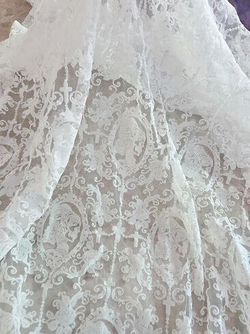 55 Inch Lace Fabric Soft Black Skull Lace Fabric Cross Floral Tulle Fabric for DIY Dress Top Dress Sew,Party Overlay,Curtains,Tablecloth,Halloween Decor (Black (1 Yard)) in Saudi Arabia