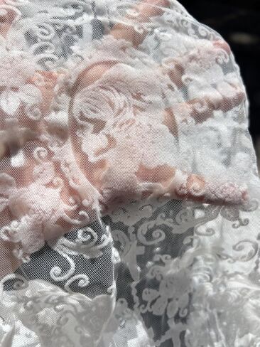 55 Inch Lace Fabric Soft Black Skull Lace Fabric Cross Floral Tulle Fabric for DIY Dress Top Dress Sew,Party Overlay,Curtains,Tablecloth,Halloween Decor (Black (1 Yard)) in Saudi Arabia
