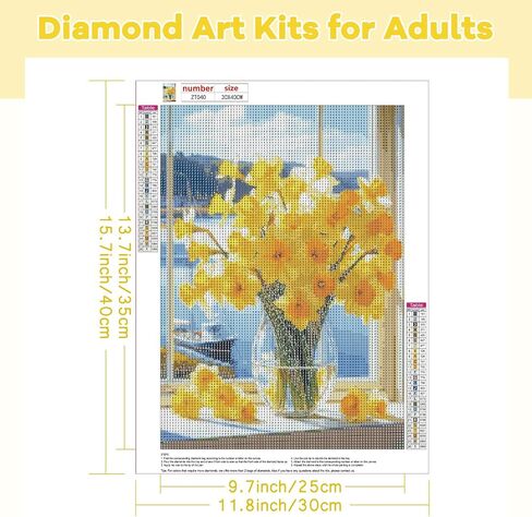 Tostog Tostogya Diamond Paints Kits للبالغين ، وأزهار 5D مجموعات فن الماس للبالغين ، لوحات DIY الماس لزخارف المبتدئين ، واللوحات الماسية مجموعة الهدايا الفن 11.8 بوصة. * 15.75 بوصة. in Kuwait