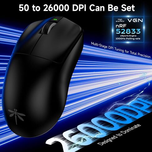 VGN F1 Pro Max Wireless Gaming Mouse - 55g Ultralight - 26000 Adjustable DPI - 1000Hz Polling Rate - 200h Battery - Wireless & Wired Mode - 6 Programmable Buttons - Professional Grade - USB-C - White in Saudi Arabia