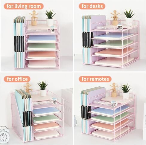 AUPSEN Wood Desk Organizers and Accessories with File Organizer, 5-Tier Paper Organizer with Drawer & Pen Holder, Office Desk Accessories, Workspace Desktop Storage for Office Supplies Organization in Saudi Arabia