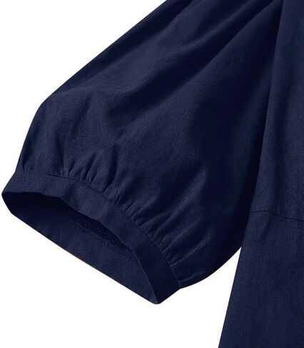 Chartou Women Elegant Long Dress Boat Neck 3/4 Lantern Sleeve Cotton City Dress مع حزام in Kuwait