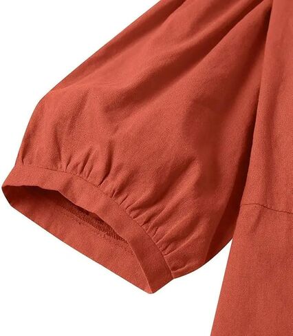 Chartou Women Elegant Long Dress Boat Neck 3/4 Lantern Sleeve Cotton City Dress مع حزام in Saudi Arabia