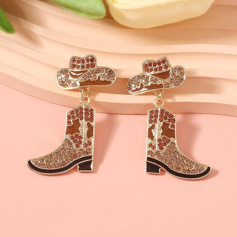 Western Cowgirl HOWDY Letters Glitter Drop Dangle Earrings for Women Acrylic Rodeo Disco Cowboy Hat Earrings Country Concert Party Outfits Jewelry in Kuwait