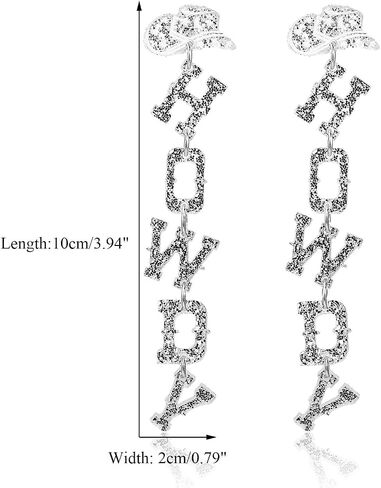 Western Cowgirl HOWDY Letters Glitter Drop Dangle Earrings for Women Acrylic Rodeo Disco Cowboy Hat Earrings Country Concert Party Outfits Jewelry in Kuwait