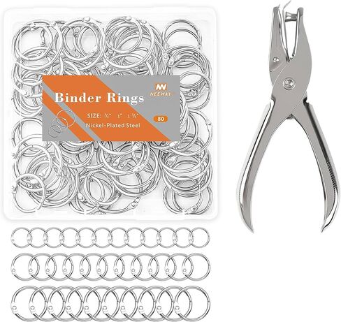 80pcs Loose Leaf Binder Rings Assorted Sizes (0.75, 1, 1.2 Inch), Book Rings with Single Hole Punch, Metal Ring for Crafts in Saudi Arabia