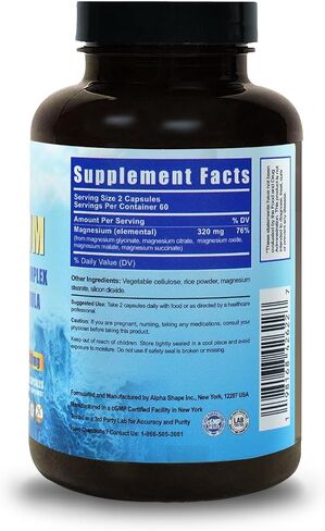 5 في 1 مجمع المغنيسيوم | 320mg من غليسينات المغنيسيوم ، Malate ، سترات ... | دعم للنوم ، والاسترخاء في العضلات ، والتمثيل الغذائي للطاقة | امتصاص عالية | نباتي ، غير المعدلة وراثيا | 120 كبسولات in Saudi Arabia