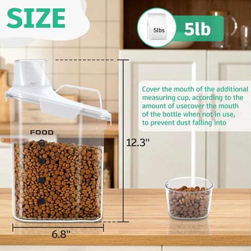 حاوية تخزين طعام الكلاب من 3-5 رطل ، حاوية تخزين الطعام للحيوانات الأليفة المحمولة مع صنبور سكب محكمة الإغلاق وكوب قياس كثيف للكلاب والقطط والطيور (الأزرق) in Kuwait