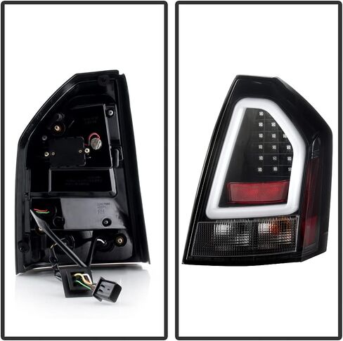 ACANII - Black LED Pyro Tube Tail Lights Brake Lamps Driver & Passenger Side Replacement For 2005-2007 Chrysler 300C SRT in Saudi Arabia