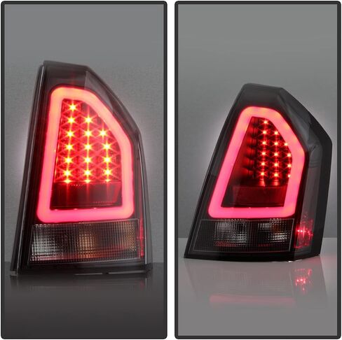 ACANII - Black LED Pyro Tube Tail Lights Brake Lamps Driver & Passenger Side Replacement For 2005-2007 Chrysler 300C SRT in Saudi Arabia
