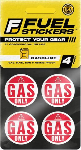 Mixed Fuel Sticker 50:1, 2 Cycle Labels for Outdoor Fuel Power Equipment - Weather Proof, Extreme Stick, Commercial Grade Labels by Fuel Stickers - USA Made (1" Round), 4 Labels in Kuwait