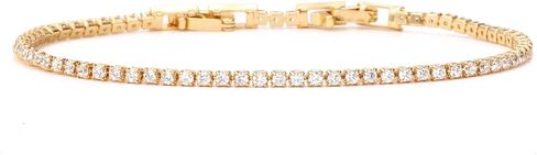 Tennis Bracelets for Women Dainty 14K Gold Plated Cubic Zirconia Tennis Bracelet Sparkly Rhinestone Bracelet Simulated Diamond Bracelets Tennis Jewelry for Women Men in Saudi Arabia