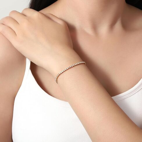 Tennis Bracelets for Women Dainty 14K Gold Plated Cubic Zirconia Tennis Bracelet Sparkly Rhinestone Bracelet Simulated Diamond Bracelets Tennis Jewelry for Women Men in Saudi Arabia