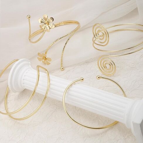 yvvlee 4pcs Gold Silver Arm Cuff Jewelry for Women Arm Arm Cuff Band Band Armlet Armlet Amplable Mintrible Coil Coil Comber in Saudi Arabia