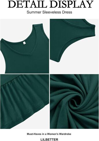 Lilbetter Women's Women's Disual V Deck Summer Sundresses مطاطية فستان طول ركب الركبة مع جيوب in Kuwait