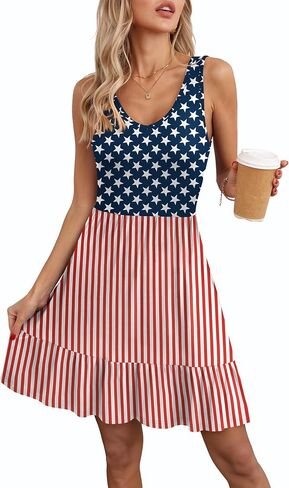 Lilbetter Women's Women's Disual V Deck Summer Sundresses مطاطية فستان طول ركب الركبة مع جيوب in Kuwait
