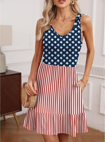 Lilbetter Women's Women's Disual V Deck Summer Sundresses مطاطية فستان طول ركب الركبة مع جيوب in Kuwait