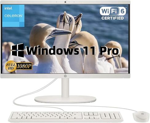 HP All-in-One Desktop-W/Office Lifetime & Offic DVD Drive ، 21.5 "عرض FHD ، Intel Celeron J4025 ، Intel UHD Graphics ، Camera True Vision ، Wi-Fi 6 ، Win 11 Pro ، 16 GB RAM ، 512 GB SSD in Kuwait