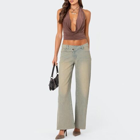 Women Y2K Halter Crop Top Sleeveless Backless Cowl Neck Tank Top Slim Fit Going Out Sexy Top Shirt in Saudi Arabia