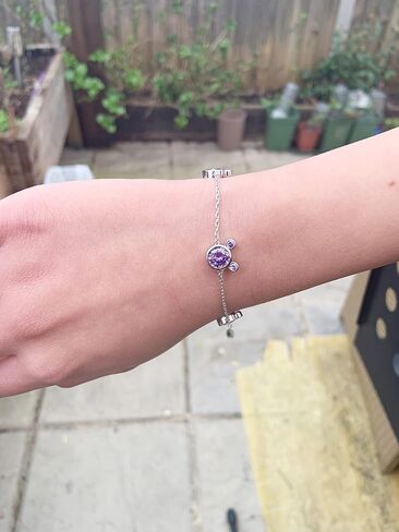 Silver Bracelets for women, Crystal Bracelets, Clear Amethyst Pink CZ friendship cute Mouse Adjustable Infinity charm link Bracelets for Women Girls, Birthday Gift in Saudi Arabia