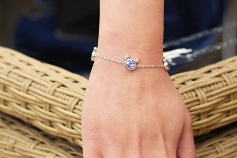 Silver Bracelets for women, Crystal Bracelets, Clear Amethyst Pink CZ friendship cute Mouse Adjustable Infinity charm link Bracelets for Women Girls, Birthday Gift in Saudi Arabia