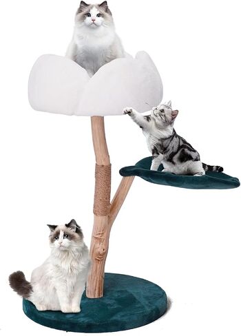 Sunflower Cat Tree 56" Tall,Modern Cat Trees for Indoor Cats with Scratching Post Best Cat Trees for Large Cats Luxury Cat Gifts Easy Assemble in Saudi Arabia