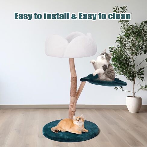 Sunflower Cat Tree 56" Tall,Modern Cat Trees for Indoor Cats with Scratching Post Best Cat Trees for Large Cats Luxury Cat Gifts Easy Assemble in Saudi Arabia